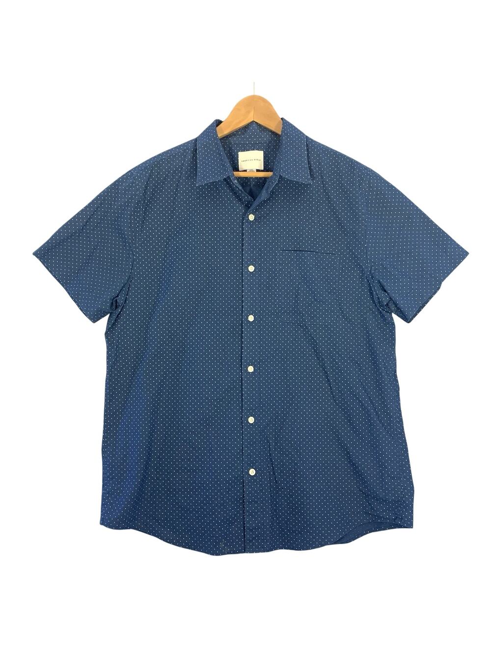 American Eagle Outfitters Men’s Size L Navy/ White Short Sleeve Button Up Shirt